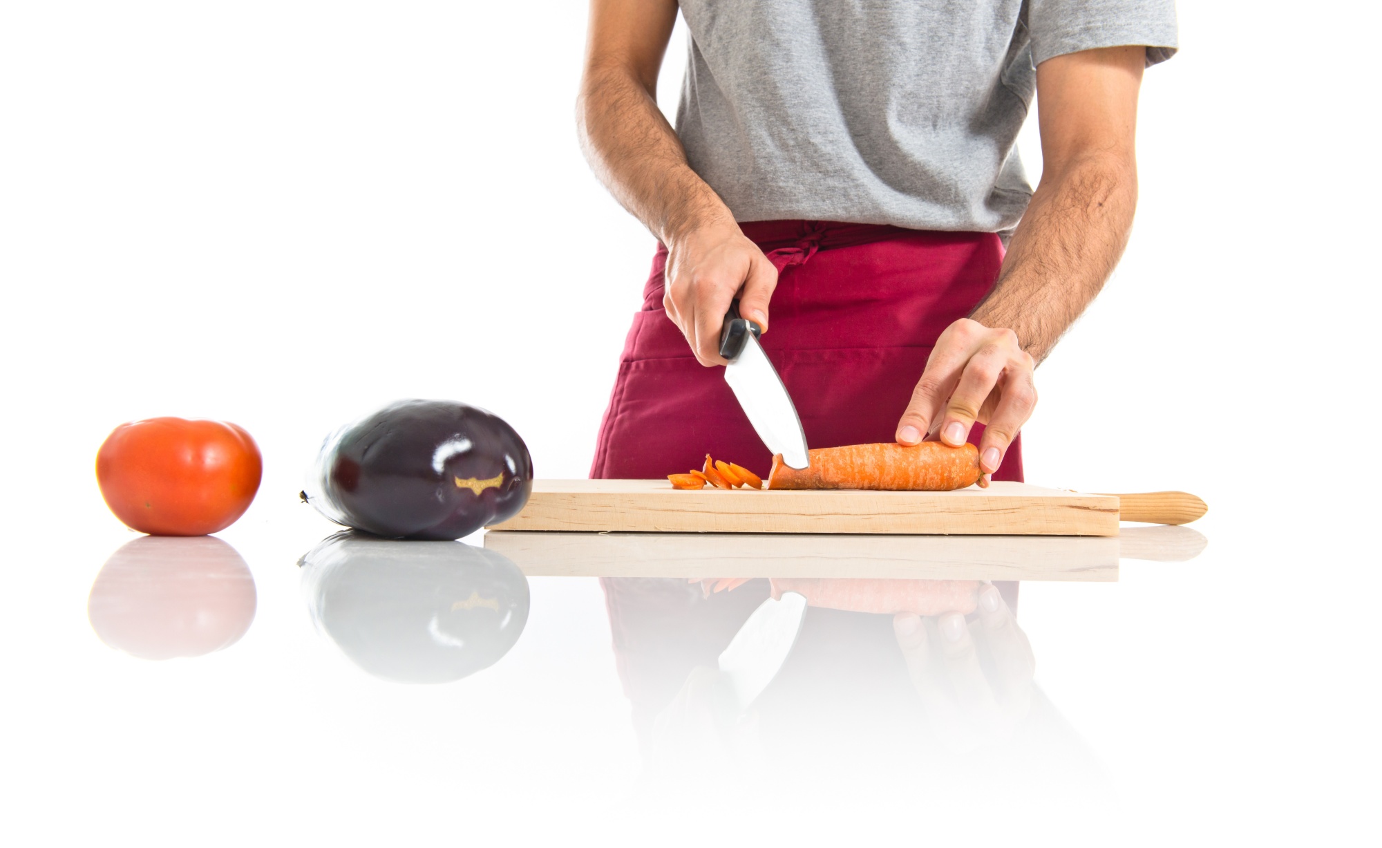 Close-up of knife skills demo